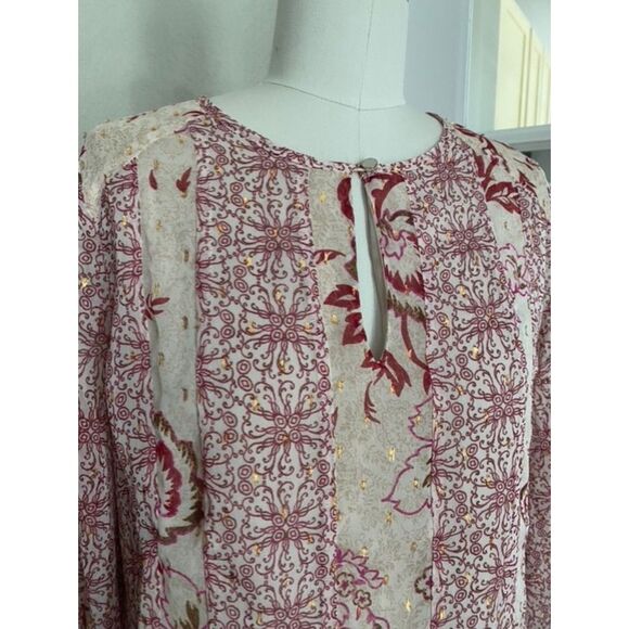 EUC White House Black Market Sienna Floral Block Print Blouson Top S - Picture 4 of 7